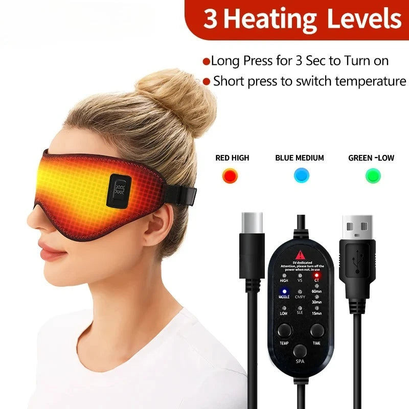 Heated Eye Mask for Dry Eyes Warm Eye Compress Sleeping Mask Light Blocking Washable Eye Heating Pad for Travel Office Home